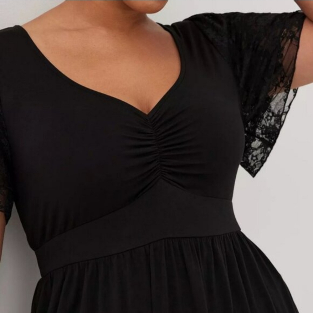 Torrid Black Lace Sleeve Top